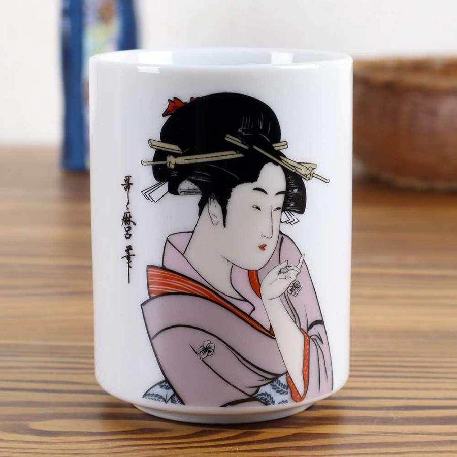 面白湯呑 長湯飲み/ 浮世絵湯呑 女（藤） /写楽 歌麿 自分用 贈り物