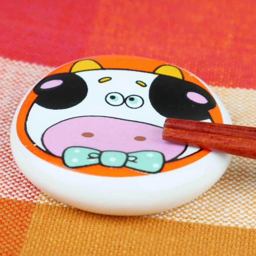 代引き不可 美濃のちゃわん屋さん 古林恩羅院箸置き おしゃれ おもしろ かわいい 昭和レトロ丸形箸置 うしさん 箸置 はしおき カトラリーレスト 業務用 Redoriente Net