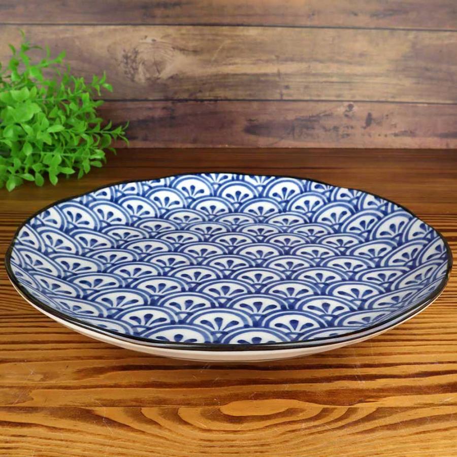和食器 大皿 盛り皿 大きめ 和柄 和風/ 青海波8.0大皿 /丸型プレート 25cm以上 ホテル レストラン 大きい丸皿 ワンプレート 大皿 ...