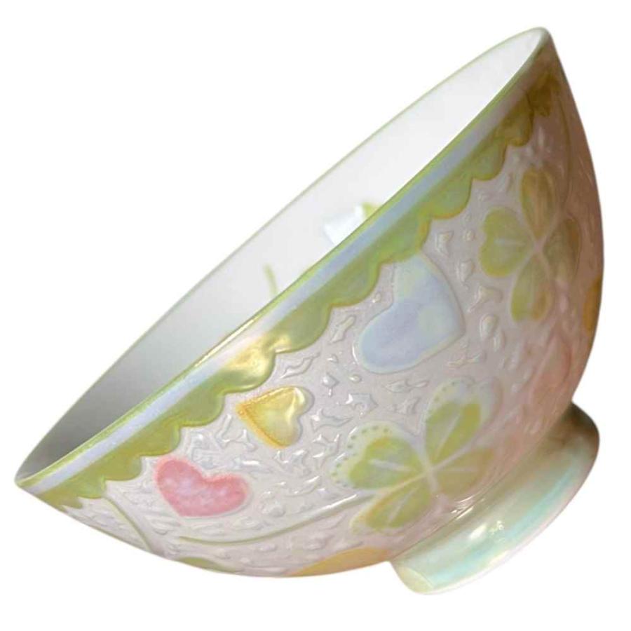 茶碗 キラキラ 子供用/ パールクローバー茶碗 グリーン /ちゃわん 中平
