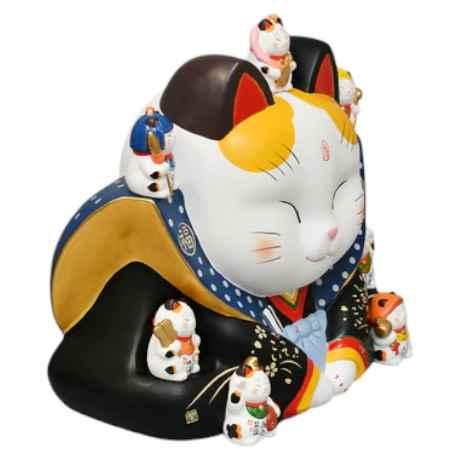 幸運 招福 縁起物 招き猫 錦彩七福神福助招き猫（16号） : 美濃のちゃ