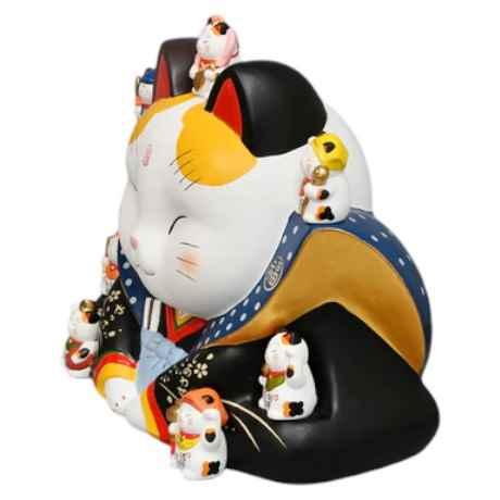 幸運 招福 縁起物 招き猫 錦彩七福神福助招き猫（16号） : 美濃のちゃ