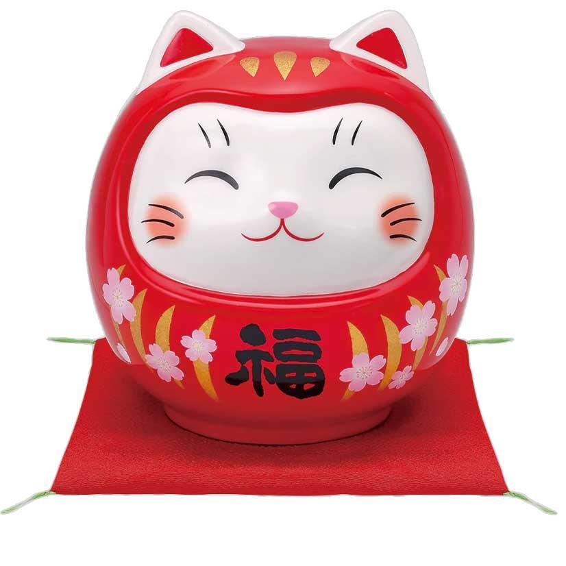 招き猫 置物 彩絵開運猫だるま 桜赤福 大 貯金箱 Waraku7675 美濃のちゃわん屋さん 古林恩羅院 通販 Yahoo ショッピング