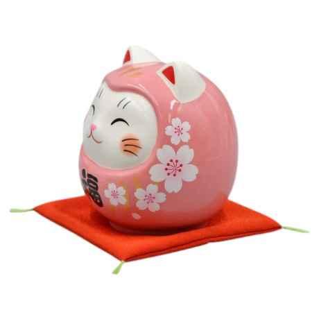 ダルマ 置物 インテリア ネコ 可愛い/ 彩絵開運猫だるま（桜桃福・大