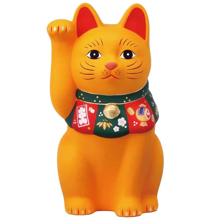 招き猫 置物 まねきねこ/ 福づくし招き猫(黄・大) /開店祝い 開運招福