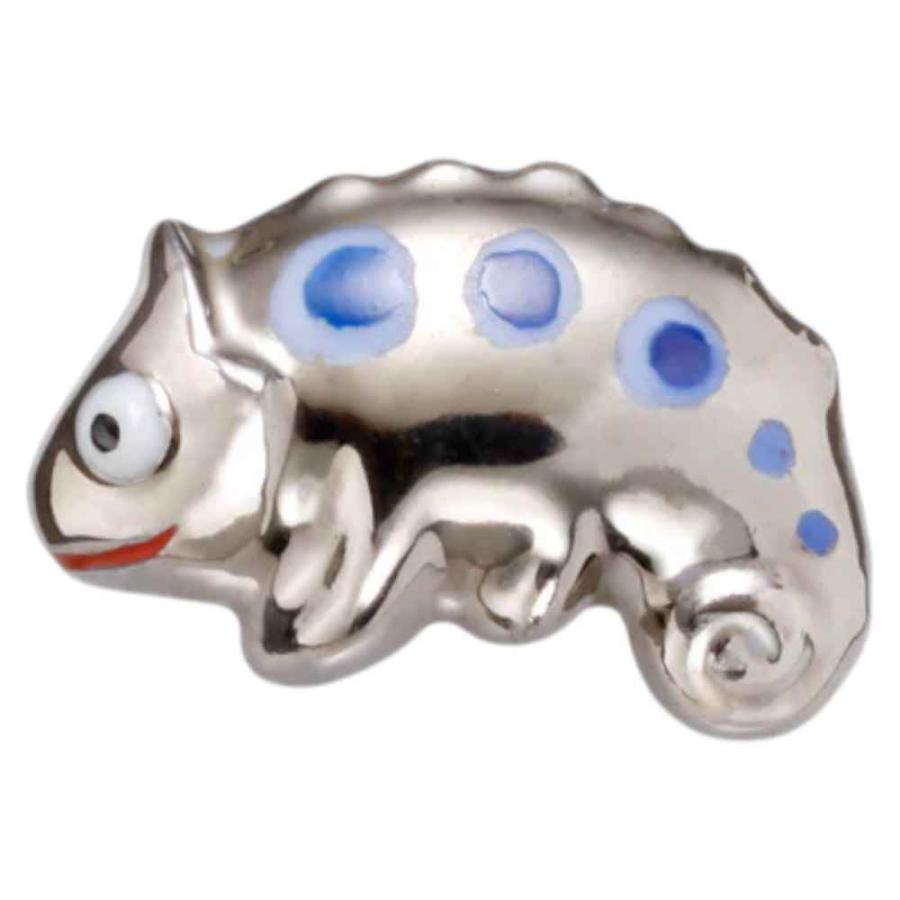 陶器のブローチ アクセサリー/ ピンブローチ Black Line カメレオン