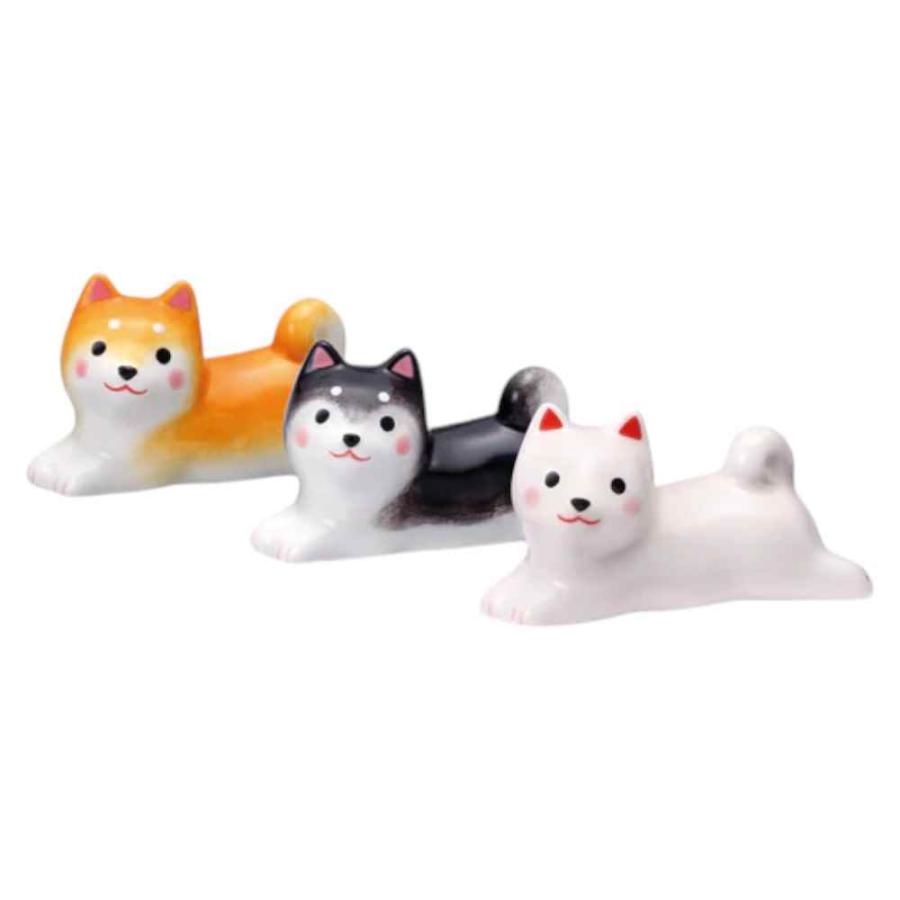 柴犬 置物 茶柴 黒柴 白柴 陶器 犬グッズ/ わんこ日和 柴犬箸置き 