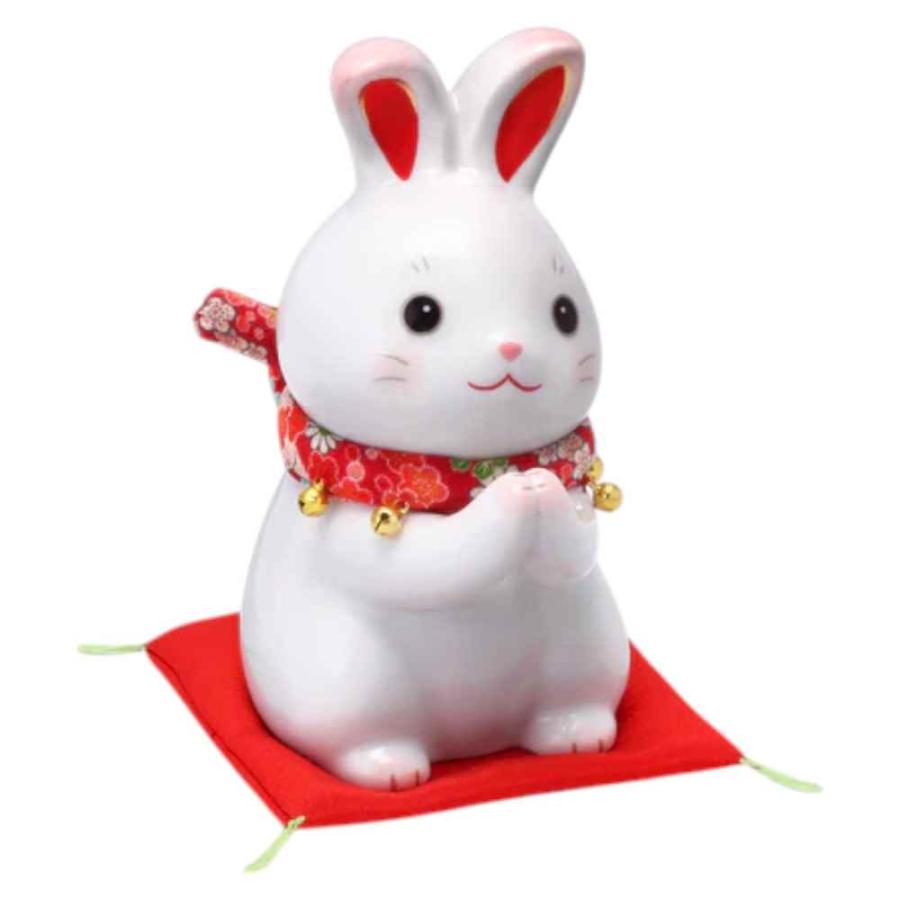 うさぎ 和風 置物 可愛い 和の縁起物/ 彩絵ふく福お願いうさぎ(貯金箱