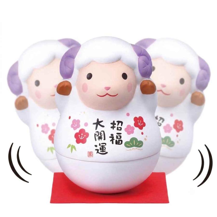 干支 未 羊 ひつじ 2027年 置物/ 錦彩招福おきあがり未 /粗品 販促