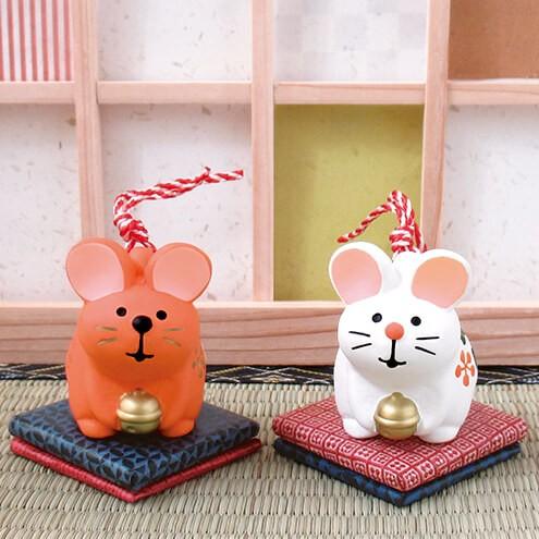 干支 置物 子 ねずみ/ 干支土鈴・紅ねずみ /粗品 販促 景品 縁起 町内