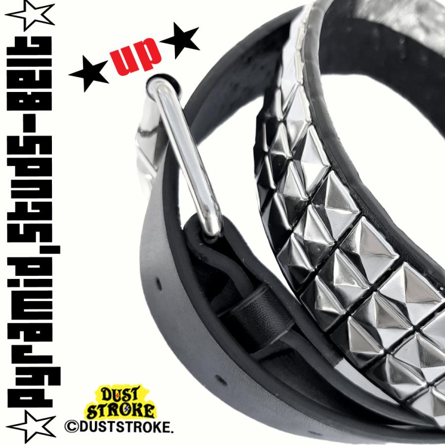 DUSTSTROKE (ダストストローク) 3連 スタッズ ベルト 鋲 PU レザー