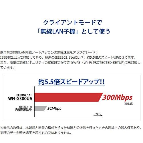 アイ・オー・データ Wi-Fi 無線LAN 子機 11n/g/b 300Mbps アンテナ型 日本メーカー WN-G300UA｜dw-bestselectshop｜04