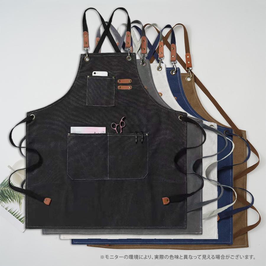 厚手】作業エプロン デニム 綿 ガーデニング アウトドア BBQ 男女兼用