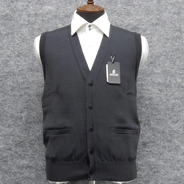 日本製 編み上げ 前開きVネックベスト ニット 毛100