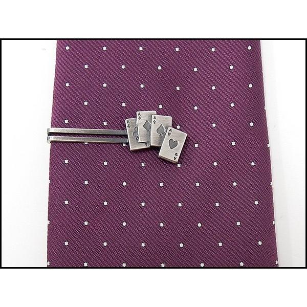 ネクタイピン トランプ 2パーツ構造 アンティークシルバー 銀古美  