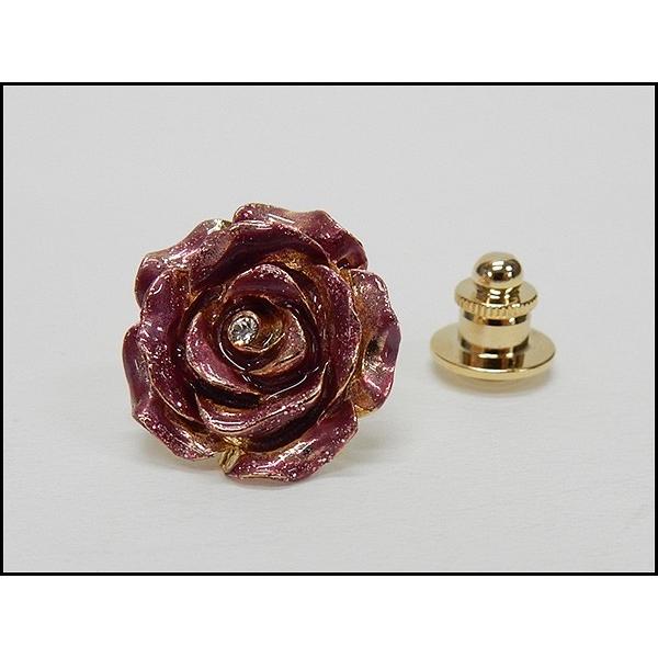 ラペルピン メンズ スワロフスキー 赤 薔薇 花 クリスタル色 メンズ用 