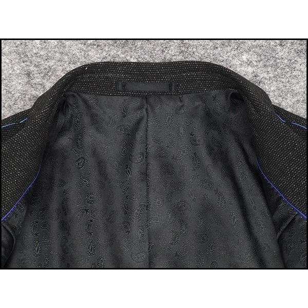 [ALAIN DELON]アランドロン　ベロア生地　炭黒系　秋冬物　シングル２釦ベーシックジャケット　[BB3]　AD6317-09 アラン・ドロン [ALAIN DELON]アランドロン ベロア生地 炭黒系 秋冬物