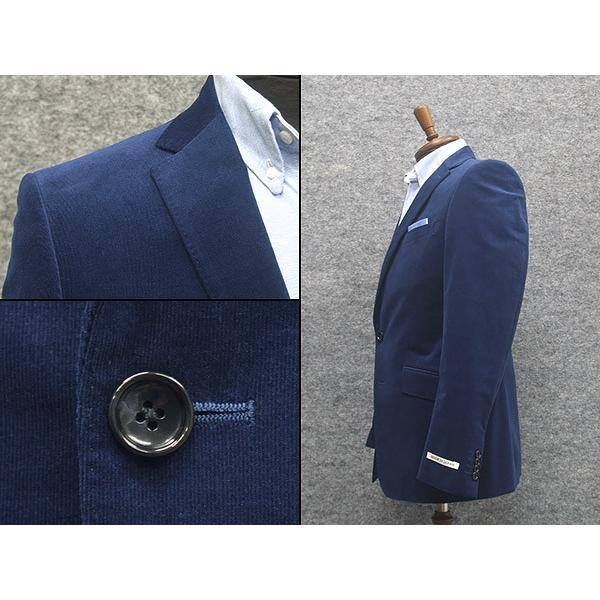 秋冬物ジャケット　綿コーディロイ生地　スタイリッシュ２釦　青紺系　のびのび　[A体][AB体]　メンズジャケット　BEV-J08 秋冬物ジャケット 綿コーディロイ生地 スタイリッシュ2釦 青紺系