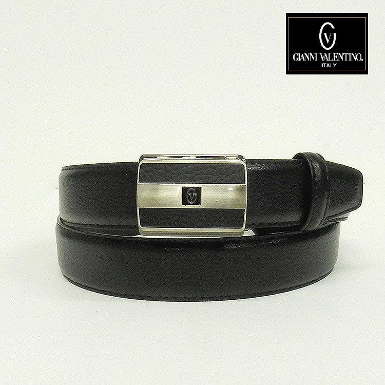 GIANNI VALENTINO バレンチノ メンズ本革ベルト 黒 フィットバックル
