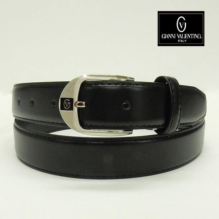 GIANNI VALENTINO バレンチノ メンズ本革ベルト 黒 約2.9cm巾 110cm