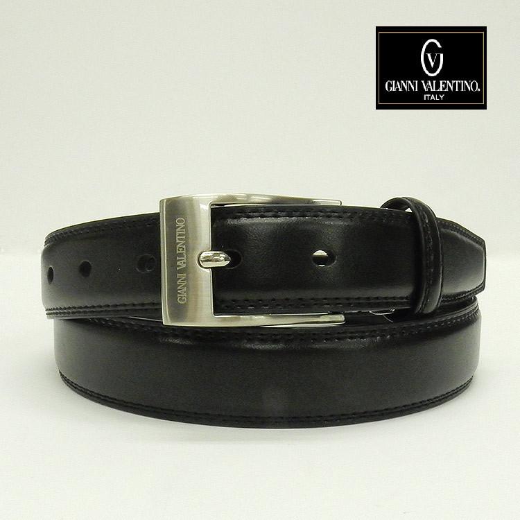 GIANNI VALENTINO バレンチノ メンズレザーベルト 黒 約2.9cm巾