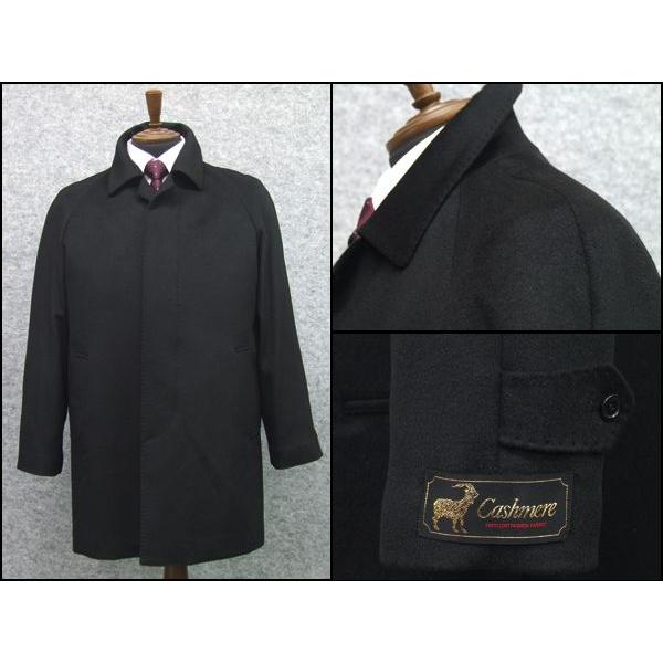 秋冬物 カシミヤ100％ ステンカラー ラグランコート ハーフ[AB体〜BB体対応] レギュラーフィットタイプ 黒 メンズ coat501の画像