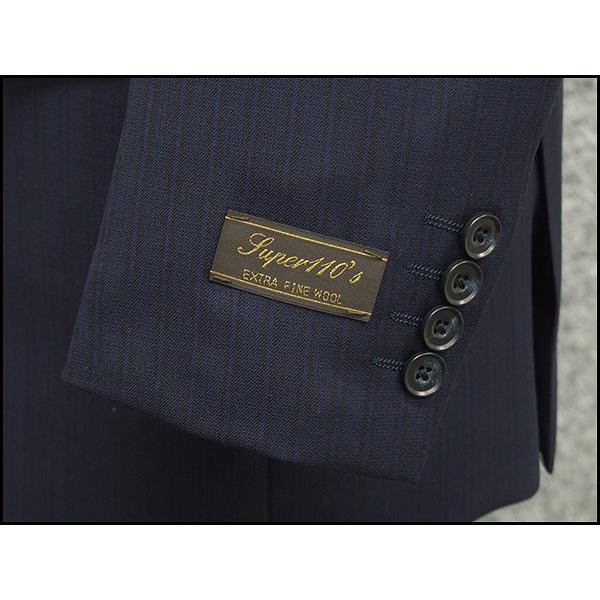 秋冬物 ベーシックスーツ 紺系ストライプ super110sウール シングル2