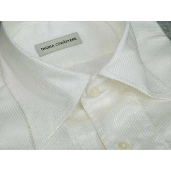 ワイシャツ Ｙシャツ フォーマルシャツ 白 織縞 パーティー ドレスアップ ダブルカフス フォーマルシャツ