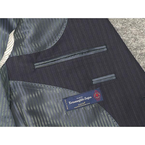 秋冬物　[Ermenegildo Zegna]ゼニア生地　ELECTA使用　セミスタイリッシュ２釦スーツ　紺系/ストライプ　日本製　[AB体][BB体]　EZ-J07の画像