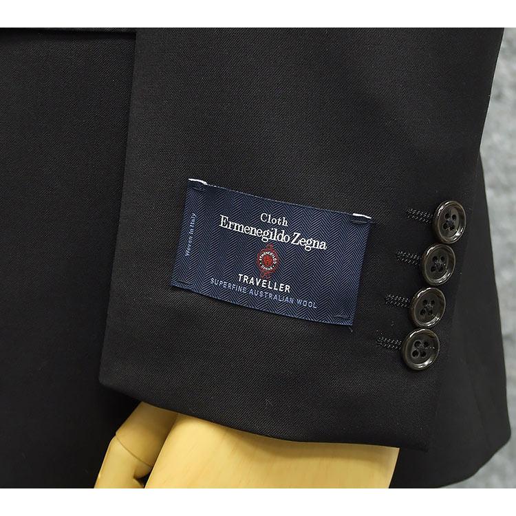 春夏〜通年物 黒/無地 [Ermenegildo Zegna] ゼニア TRAVELLER使用 セミスタイリッシュ2釦スーツ [AB体][BB体] EZ8610-03の画像