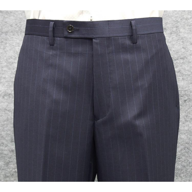 秋冬物 [Ermenegildo Zegna] ゼニア生地 TRAVELLER使用 セミスタイリッシュ2釦スーツ 濃紺/ストライプ  [AB体]  ez9613-13の画像