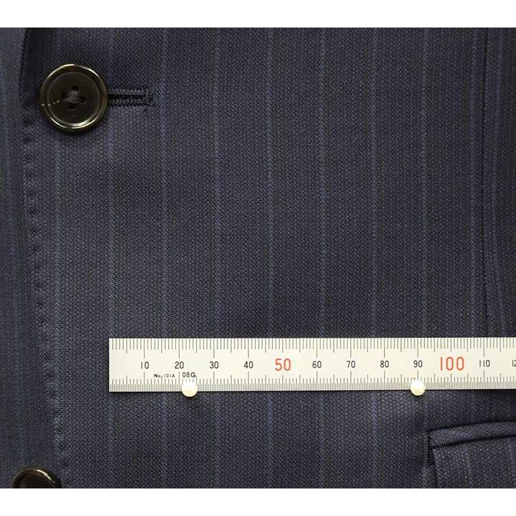 秋冬物 [Ermenegildo Zegna] ゼニア生地 TRAVELLER使用 セミスタイリッシュ2釦スーツ 濃紺/ストライプ  [AB体]  ez9613-13の画像