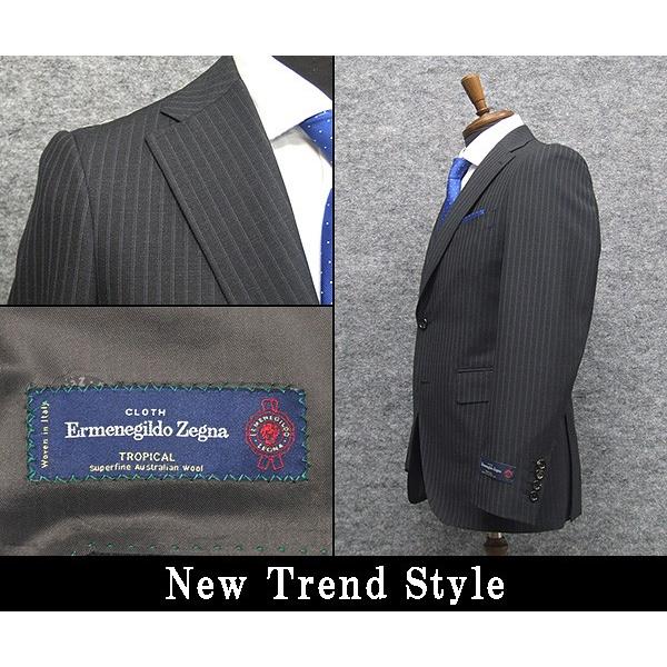 春夏物　濃グレ−/縞　[Ermenegildo Zegna] ゼニア TROPICAL使用　トレンドスタイル2釦スーツ　[YA体][A体]　EZD59｜dxksm466｜02