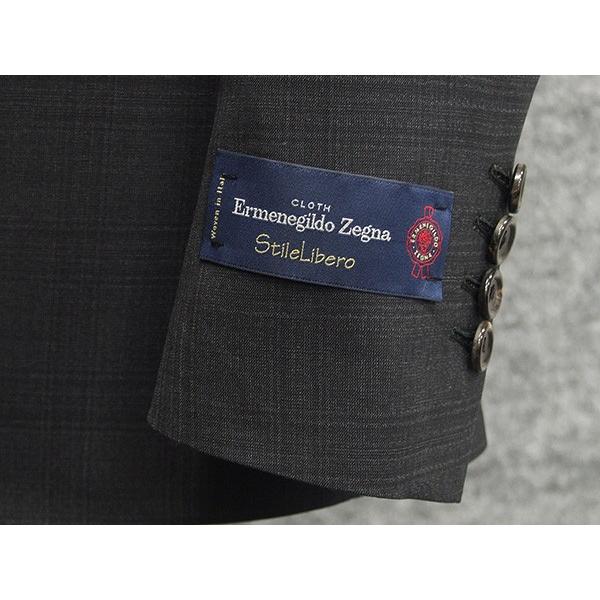 春夏物　濃グレー/格子　[Ermenegildo Zegna] ゼニア StileLibero使用　トレンドスタイル2釦スーツ　ストレッチ素材 細身　[A体][AB体]　EZD62の画像