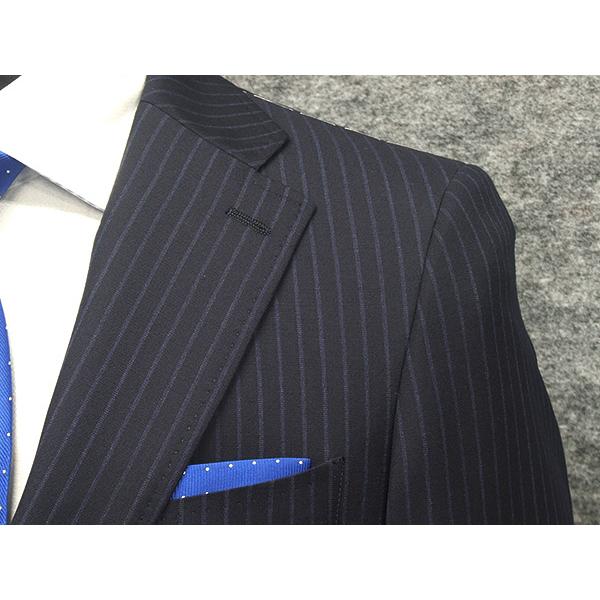 春夏物　紺/縞　[Ermenegildo Zegna] ゼニア TROPICAL使用 ネイビー ストライプ　トレンドスタイル2釦スーツ スリム　[A体][AB体]　EZD65 ZEGNA（ゼニア） 春夏物 濃紺/縞 [Ermenegildo Zegna] TROPICAL使用