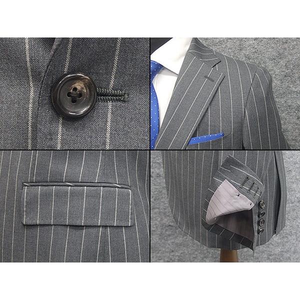 春夏物　ライトグレー/縞　[Ermenegildo Zegna] ゼニア TROPICAL使用 グレー ストライプ　トレンドスタイル2釦スーツ スリム　[A体][AB体]　EZD73の画像