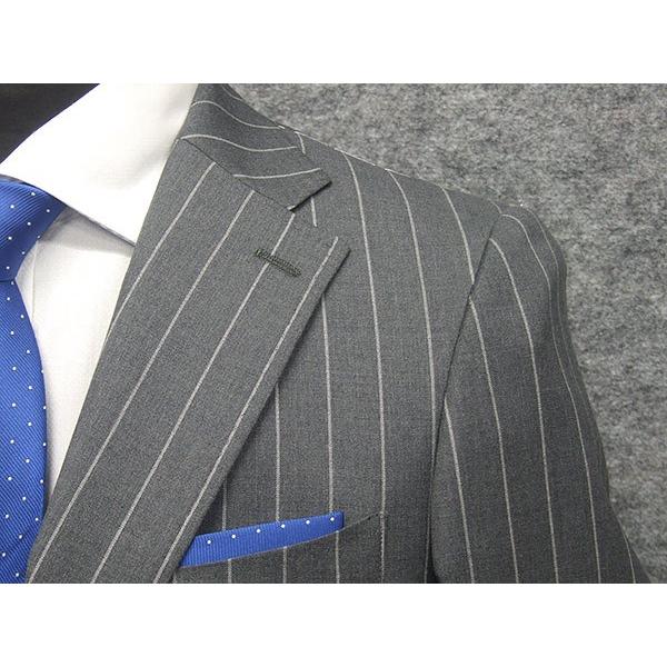 春夏物　ライトグレー/縞　[Ermenegildo Zegna] ゼニア TROPICAL使用 グレー ストライプ　トレンドスタイル2釦スーツ スリム　[A体][AB体]　EZD73の画像