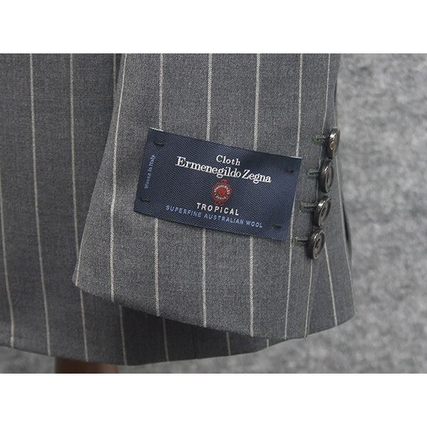 春夏物　ライトグレー/縞　[Ermenegildo Zegna] ゼニア TROPICAL使用 グレー ストライプ　トレンドスタイル2釦スーツ スリム　[A体][AB体]　EZD73の画像