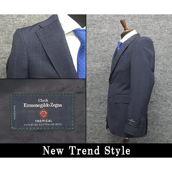 春夏物　藍紺/チェック　[Ermenegildo Zegna] ゼニア TROPICAL使用　トレンドスタイル2釦スーツ スリム　[YA体][A体]　EZD75の画像