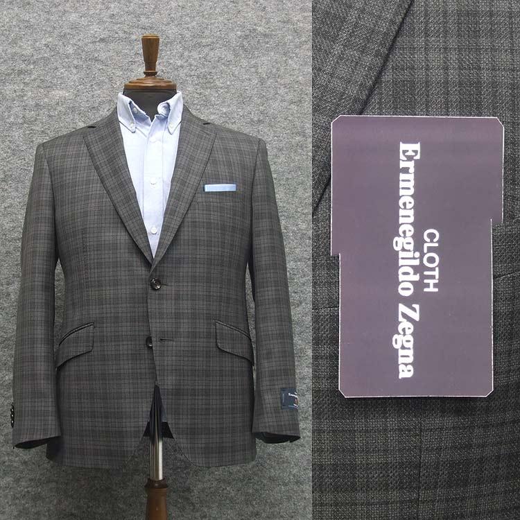 春夏物 スタイリッシュ2釦ジャケット [Ermenegildo Zegna] TRAVELLER使用[AB体][BB体] 濃グレー/格子 EZJ26 ZEGNA（ゼニア） 春夏物 スタイリッシュ2釦ジャケット [Ermenegildo