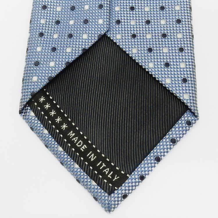 Zegna◇イタリア製ネクタイ◇グレイッシュブルー◇ドット◇シルク 100％◇ゼニア ネクタイ 【Kipper】 ブランド　EZN04