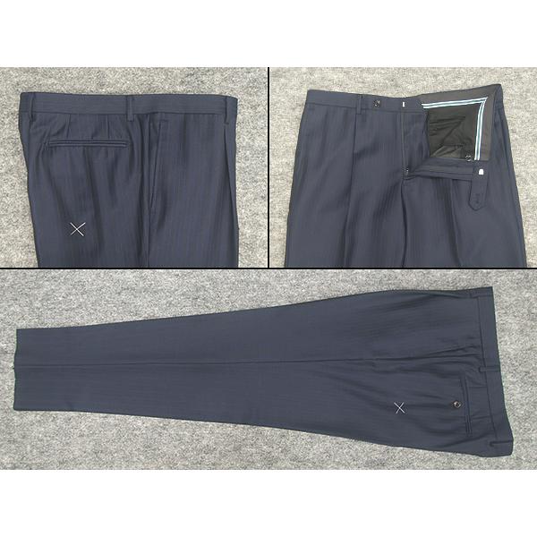 秋冬物　[Ermenegildo Zegna]ゼニア生地　TRAVELLER使用　ベーシック2釦スーツ　[AB体][BB体]　紺縞　ロゴ入り裏地　メンズスーツ　EZR-N03の画像
