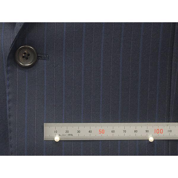 秋冬物　[Ermenegildo Zegna]ゼニア生地　TRAVELLER使用　ベーシック2釦スーツ　[AB体][BB体]　紺縞　ロゴ入り裏地　メンズスーツ　EZR-N03の画像