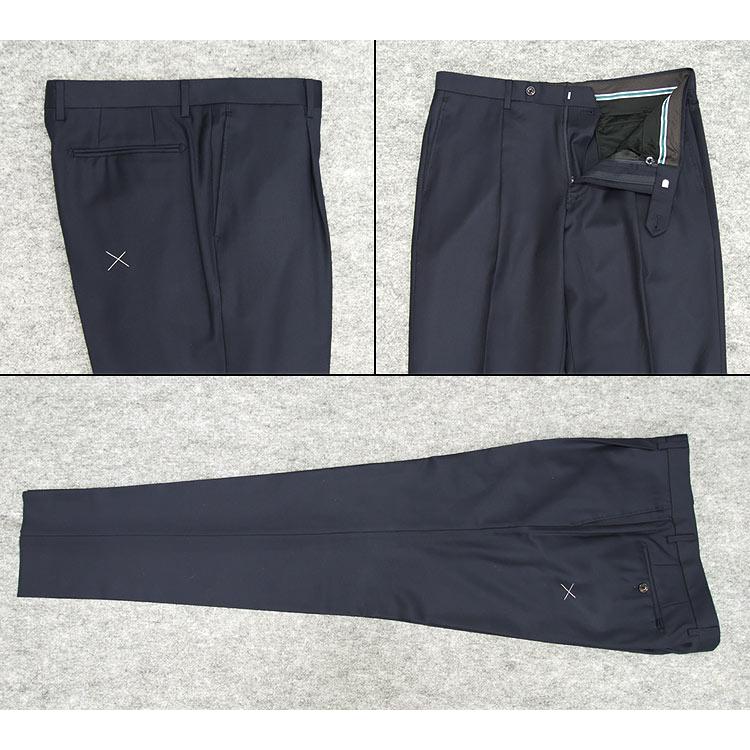 秋冬物 [Ermenegildo Zegna]ゼニア生地 TRAVELLER使用 ベーシック2釦スーツ 紺無地 ロゴ入り裏地 EZR-N05の画像