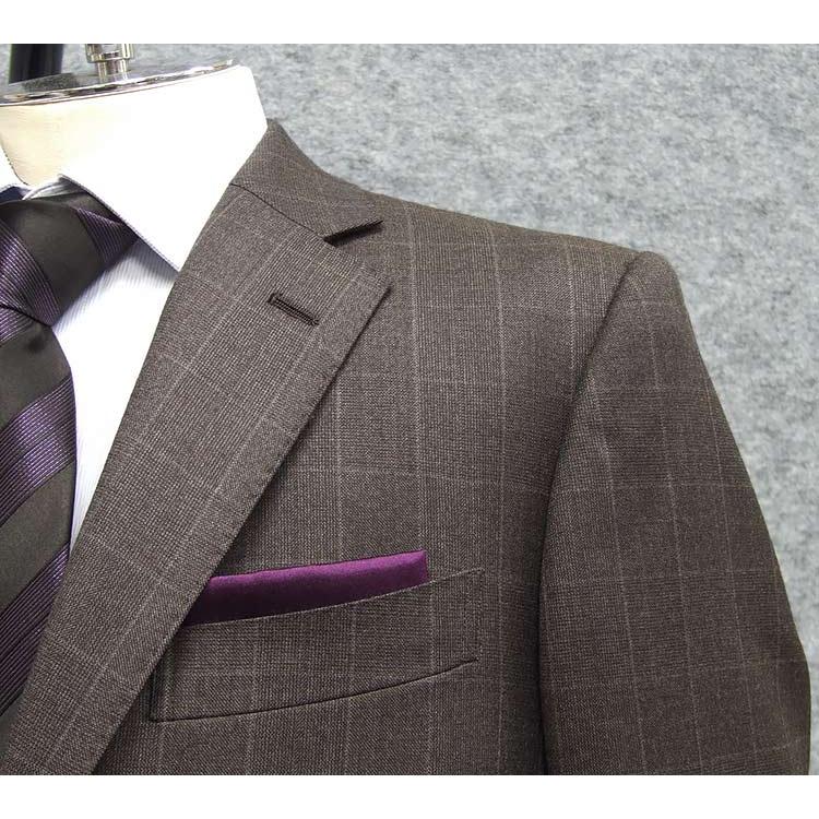 秋冬物 [Ermenegildo Zegna]ゼニア生地 TRAVELLER使用 ベーシック2釦スーツ 茶/格子 ロゴ入り裏地 EZR-N08の画像