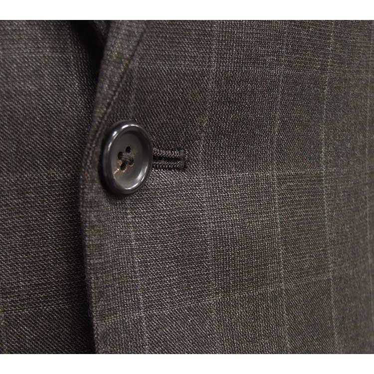 秋冬物 [Ermenegildo Zegna]ゼニア生地 TRAVELLER使用 ベーシック2釦スーツ 茶/格子 ロゴ入り裏地 EZR-N08の画像