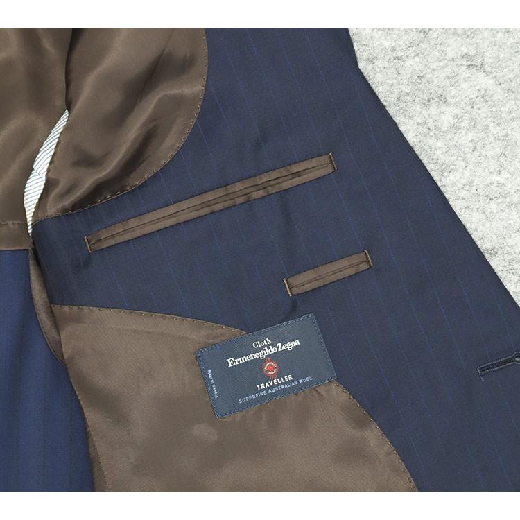 通年物 [Ermenegildo Zegna] ゼニア TRAVELLER使用 ベーシック2釦スーツ 濃紺/ストライプ [AB4] 日本製 EZR-T1の画像