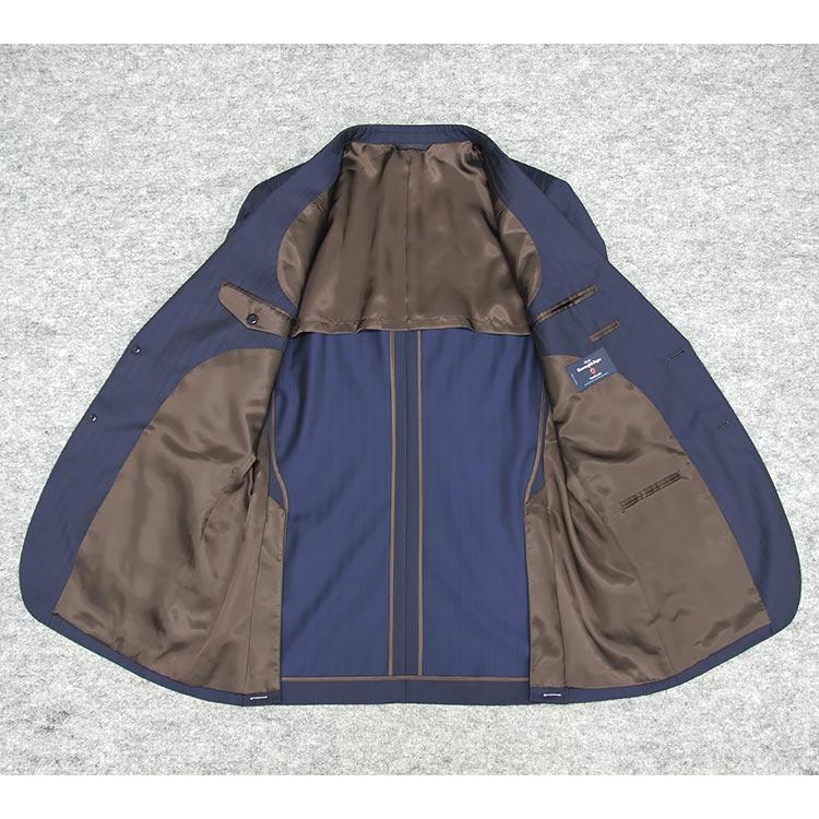 通年物 [Ermenegildo Zegna] ゼニア TRAVELLER使用 ベーシック2釦スーツ 濃紺/ストライプ [AB7] 日本製 EZR-T3の画像