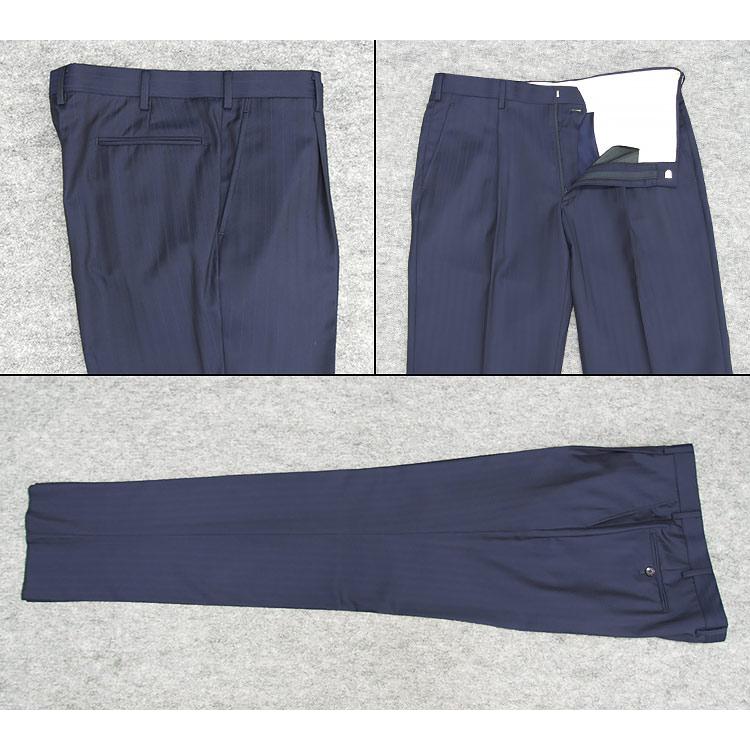 通年物 [Ermenegildo Zegna] ゼニア TRAVELLER使用 ベーシック2釦スーツ 濃紺/ストライプ [AB7] 日本製 EZR-T3の画像