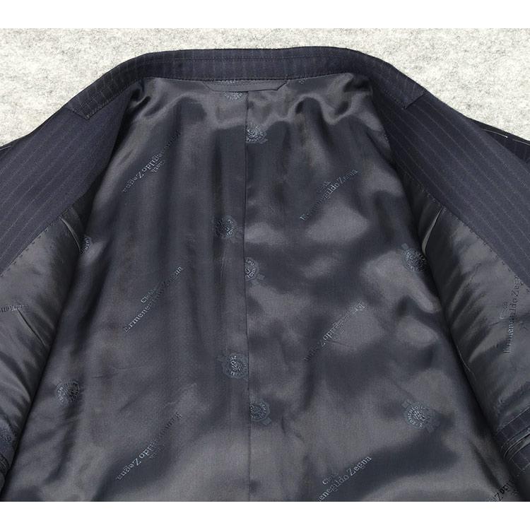 秋冬物 [Ermenegildo Zegna]ゼニア生地 TRAVELLER使用 ベーシック2釦スーツ 紺/ストライプ EZR67の画像